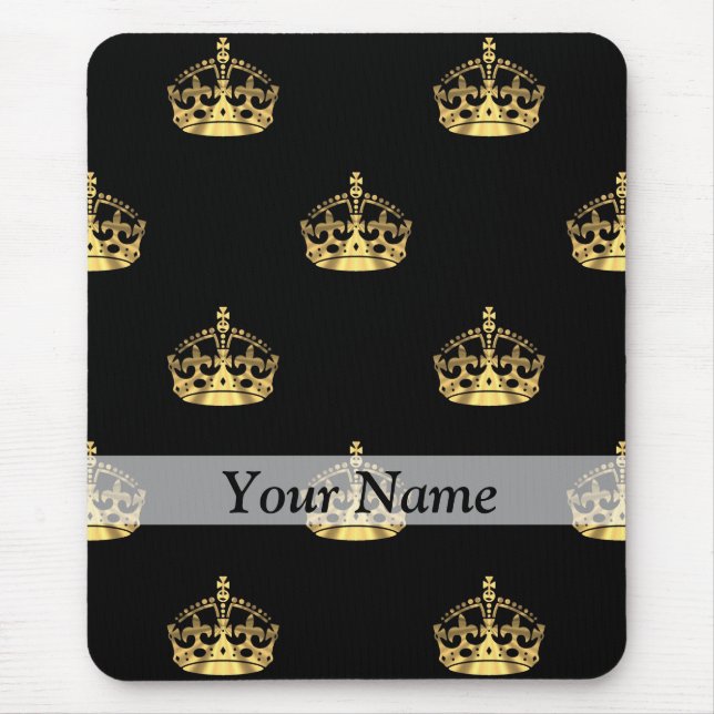 Schwarzes und Goldkronenmuster Mousepad (Vorne)