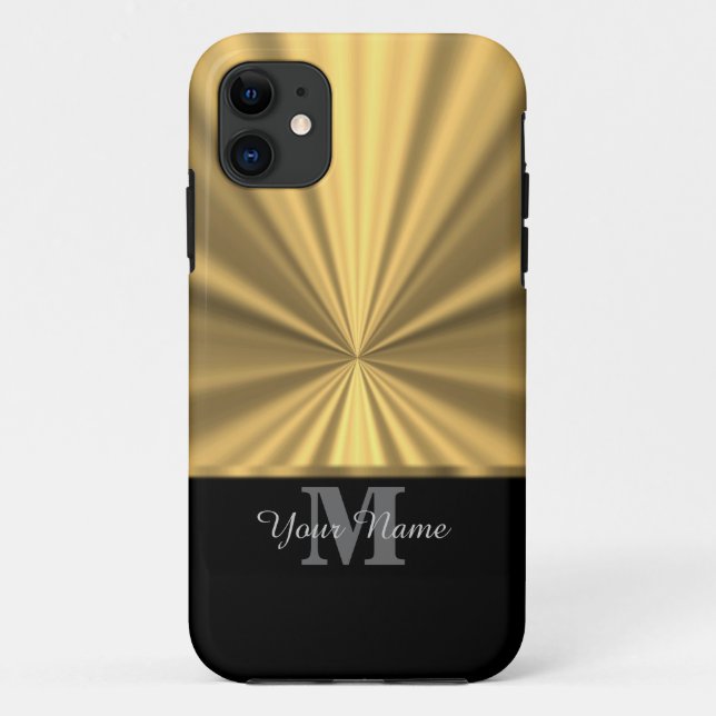 Schwarzes und Goldmetallisches Monogramm Case-Mate iPhone Hülle (Rückseite)
