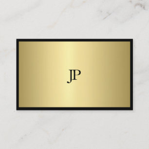 Schwarzes und Goldmonogramm-schlichtes modernes Visitenkarte