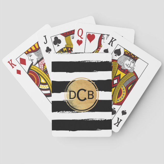 Schwarzes und Goldmonogramm-Spielkarten Spielkarten (Rückseite)