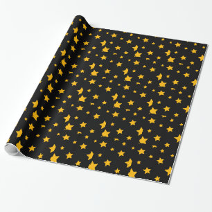 Schwarzes und Goldneues Jahr-Stern-Packpapier Geschenkpapier