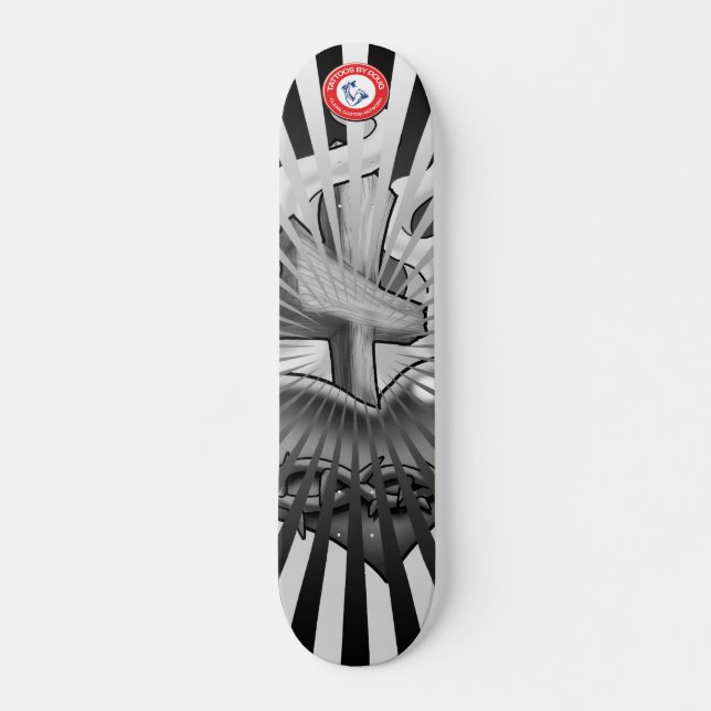 Schwarzes und Grau-heiliges Herz Skateboard (Vorne)