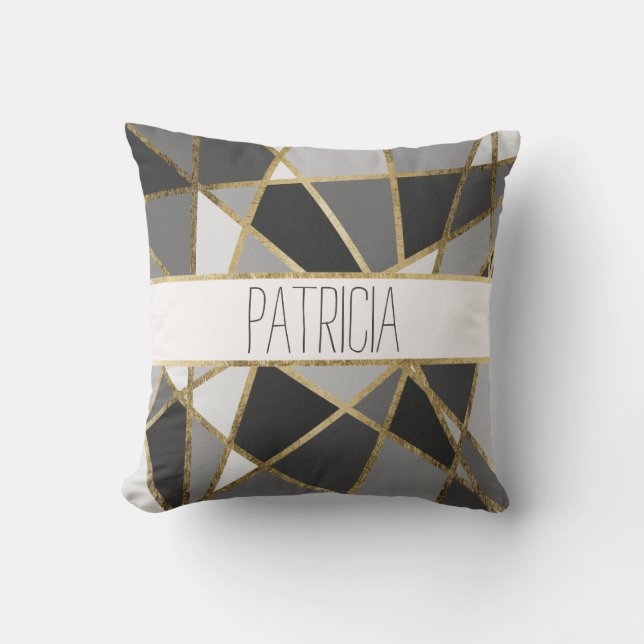 Schwarzes und graues modernes kissen (Vorderseite)