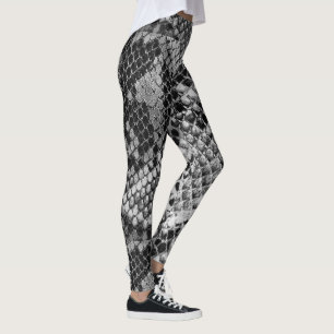 Schwarzes und graues Schlangenhautmuster Leggings