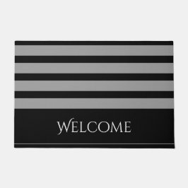 Schwarzes und graues Streifen-Willkommen Fußmatte