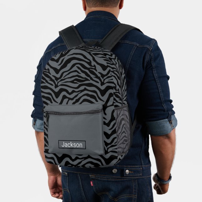 Schwarzes und graues Zebra Bedruckter Rucksack (Insitu (Modell))
