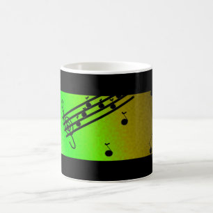 Schwarzes und grünes musikalisches Design Kaffeetasse