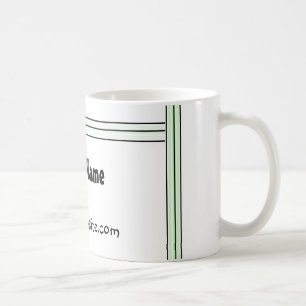 Schwarzes und grünes Streifenbürodesign Tasse
