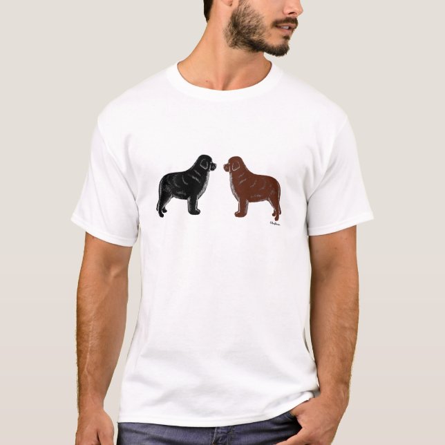 Schwarzes und Hunde Browns Neufundland T-Shirt (Vorderseite)