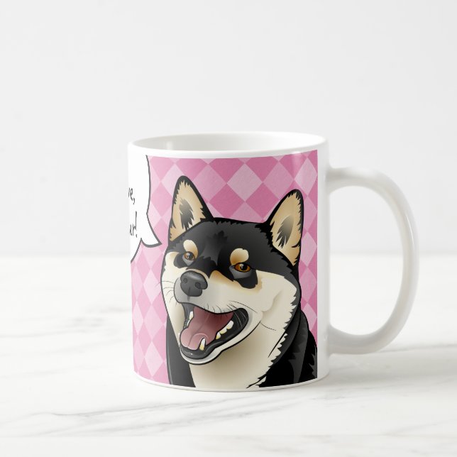 Schwarzes und japanische Hunde TANs Shiba Inu sind Tasse (Rechts)