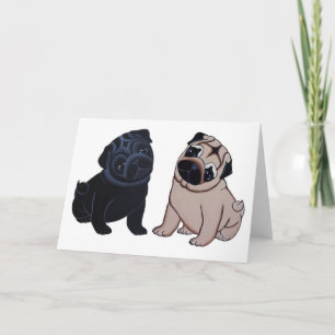 Schwarzes und Kitz-Mops-Welpen-Gruß-Karten Karte