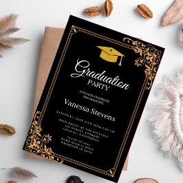 Schwarzes und klassisches Graduierungsoberflächen- Einladung