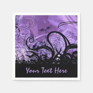 Schwarzes und lila Goth Muster-personalisierte Serviette