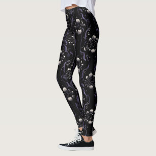 Schwarzes und Lila Gotisches Muster #5 LEGGINGS