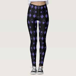 Schwarzes und Lila Random Harlequin-Formmuster Leggings