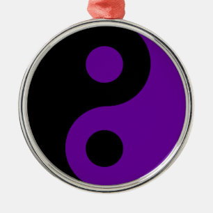 Schwarzes und Lila Yin Yang-Symbol Silbernes Ornament