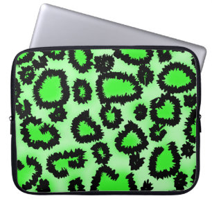 Schwarzes und Limones grünes Leopard-Druck-Muster Laptopschutzhülle