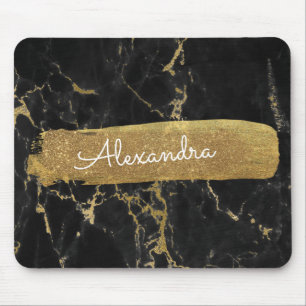 Schwarzes und Marmor mit Goldfolie und -Glitzer Mousepad