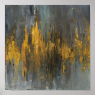 Schwarzes und NaI des Goldabstraktes Druck-  Poster