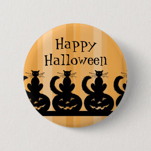 Schwarzes und orange glückliches Halloween-Button Button