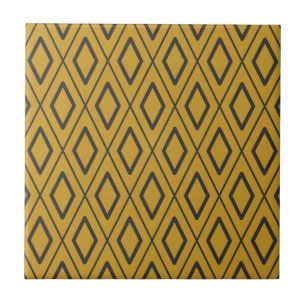 Schwarzes und oranges dynamisches geometrisches Mu Fliese