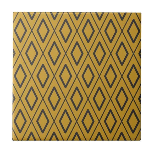 Schwarzes und oranges dynamisches geometrisches Mu Fliese (Vorderseite)