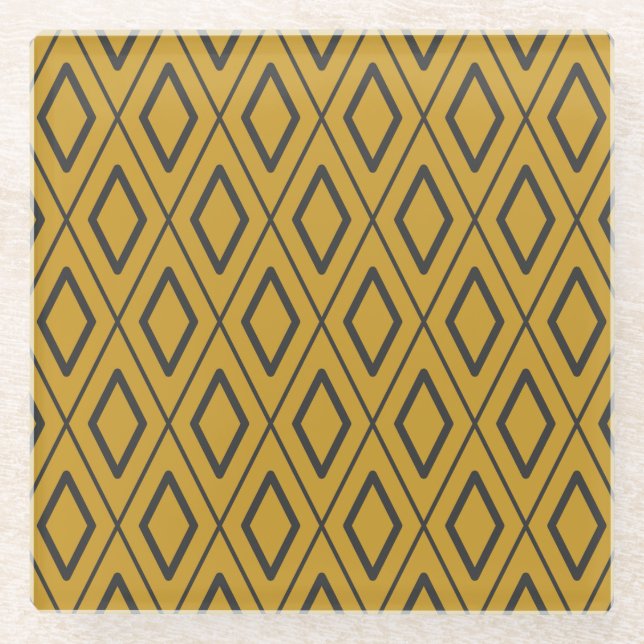 Schwarzes und oranges dynamisches geometrisches Mu Glasuntersetzer (Vorderseite)