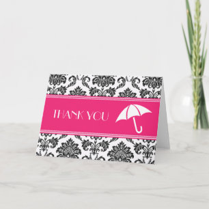 Schwarzes und pinkfarbenes Brautparty danken Ihnen Dankeskarte