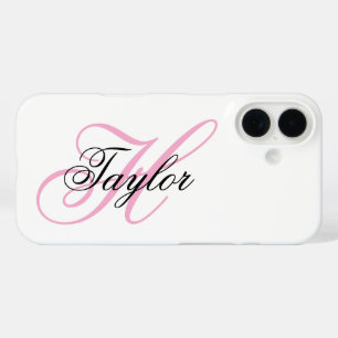 Schwarzes und rosa fancy Monogramm iPhone 16 Hülle