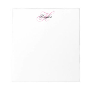 Schwarzes und rosa fancy Monogramm Notizblock