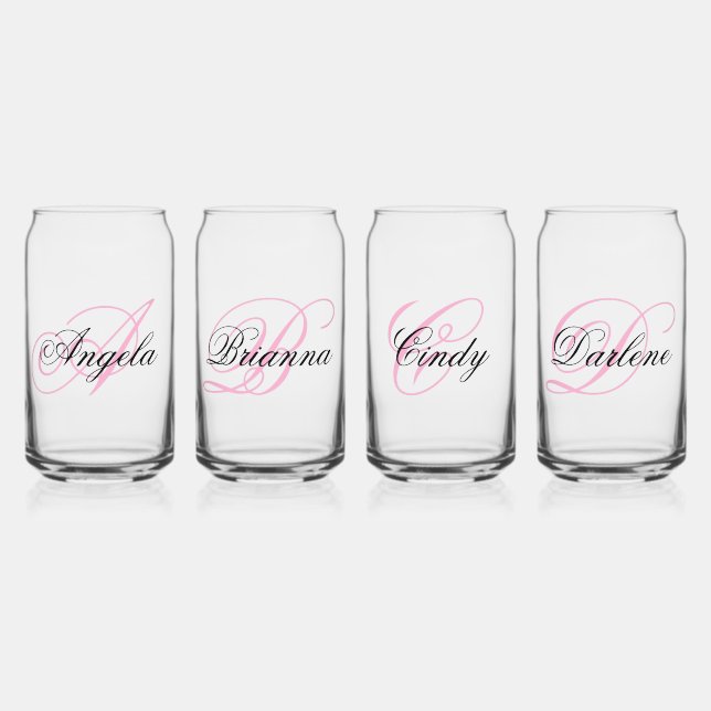 Schwarzes und rosa fancy monogrammiert dosenglas (Vorderseite)