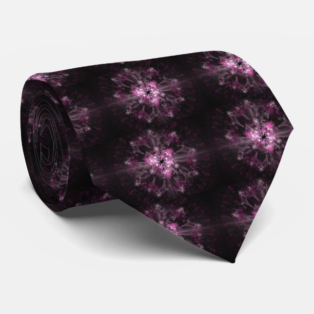 Schwarzes und rosa Fraktal Krawatte (Gerollt)