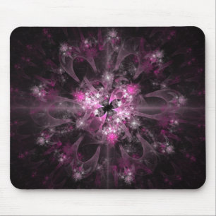 Schwarzes und rosa Fraktal Mousepad