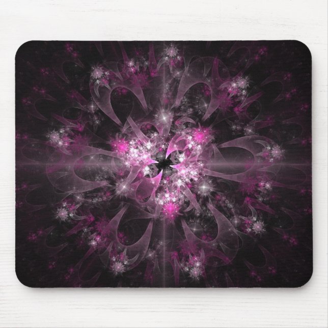 Schwarzes und rosa Fraktal Mousepad (Vorne)