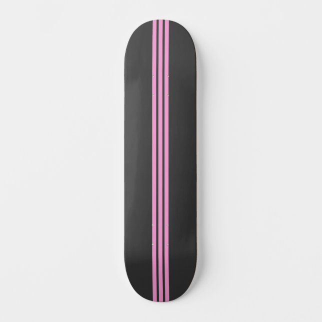 Schwarzes und rosa gestreiftes Skate Deck Skateboard (Vorderseite)