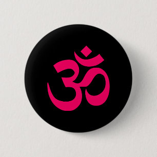 Schwarzes und rosa Om-Symbol Button
