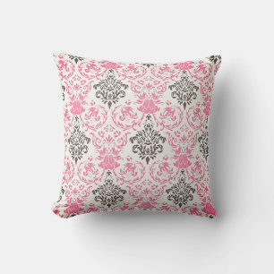 Schwarzes und rosa Ornamentmuster Kissen
