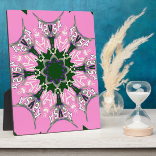 Schwarzes und rosa süßes Blumenmode-Motiv-Monogram Fotoplatte