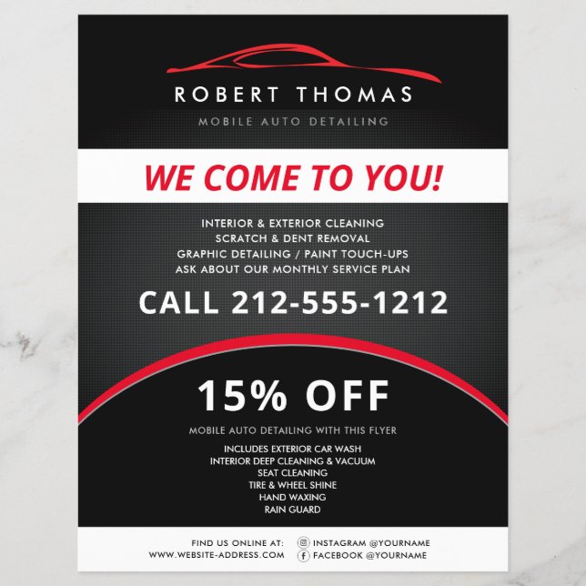 Schwarzes und rotes Auto im Detail, Auto Wash Flye Flyer (Vorne)