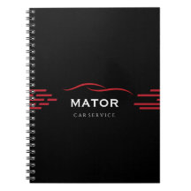 Schwarzes und rotes Auto-Service-Notizbuch