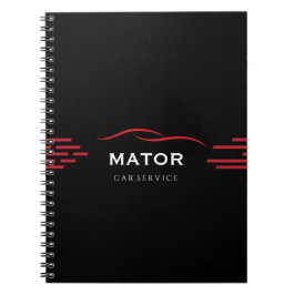 Schwarzes und rotes Auto-Service-Notizbuch Notizblock