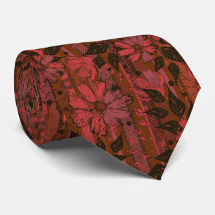 Schwarzes und rotes florales Muster. Krawatte