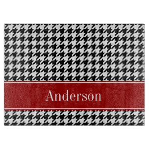 Schwarzes und rotes Hahnentrittmuster-Muster Schneidebrett