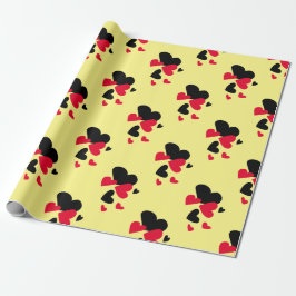 Schwarzes und rotes Herz-Gelb Geschenkpapier