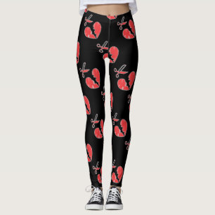 Schwarzes und rotes Herz Leggings