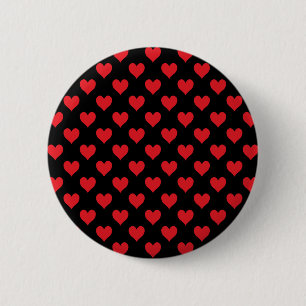 Schwarzes und rotes Herzmuster Button