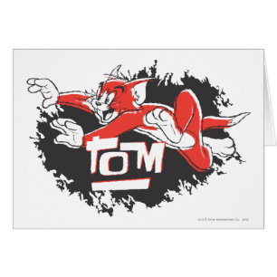 Schwarzes und rotes Logo Toms