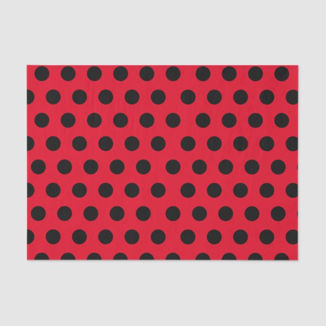 Schwarzes und rotes Medium Polka Dot Chic Gewebe P Seidenpapier (Vorderseite)