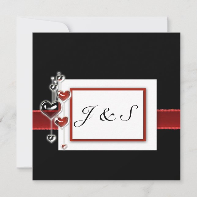 schwarzes und rotes Quadrat laden 5,25 x 5,25 ein Einladung (Vorderseite)