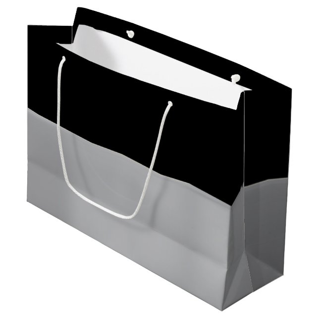 Schwarzes und Silber-große Geschenk-Tasche Große Geschenktüte (Vorderseite Schrägansicht)